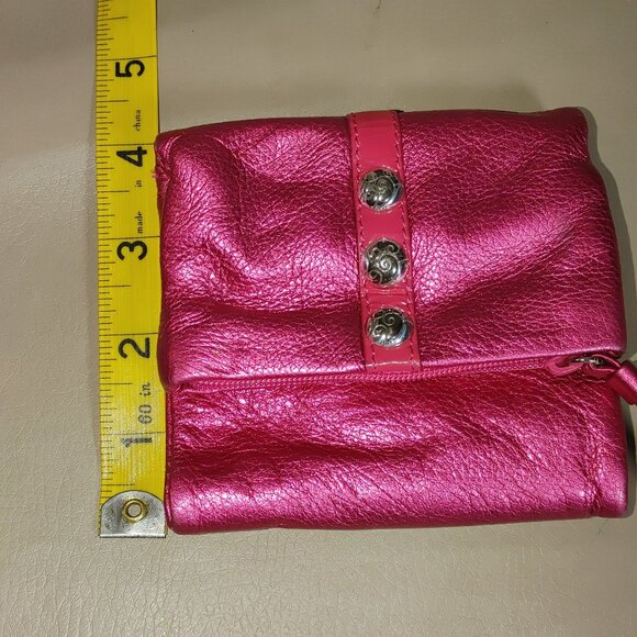 Brighton Nolita Shimmer Small Trifold Wallet Metallic Pink Leather Card Holder - Picture 5 of 11